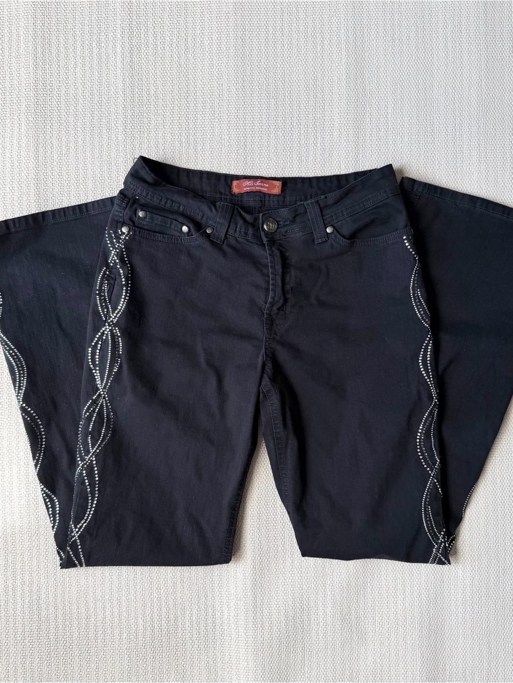 Black Embellished Y2K Rhinstone High Waisted Flare Black Denim Jeans